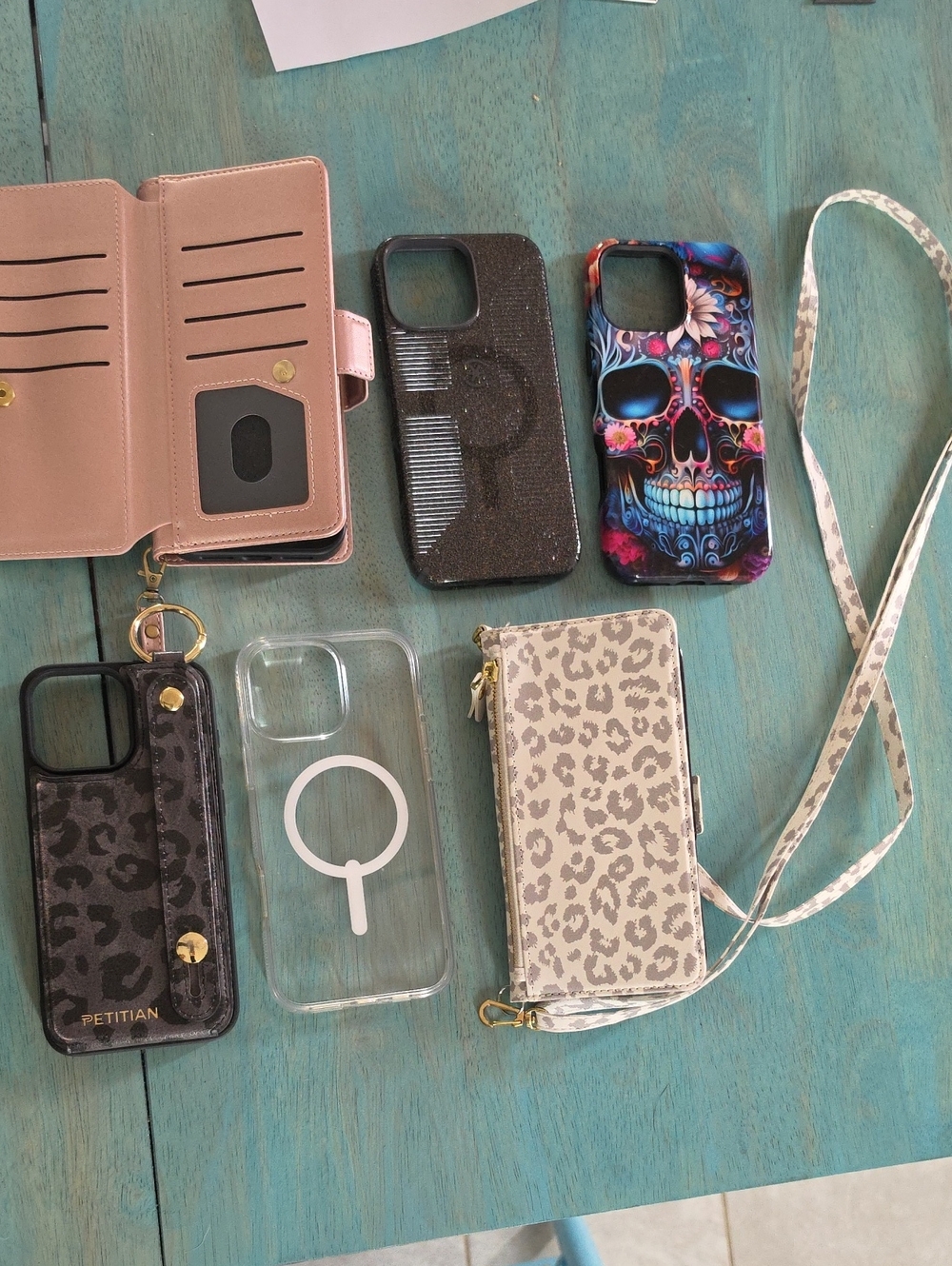 Apple 16ProMax Wallet Phone Case with Card Slots and Strap